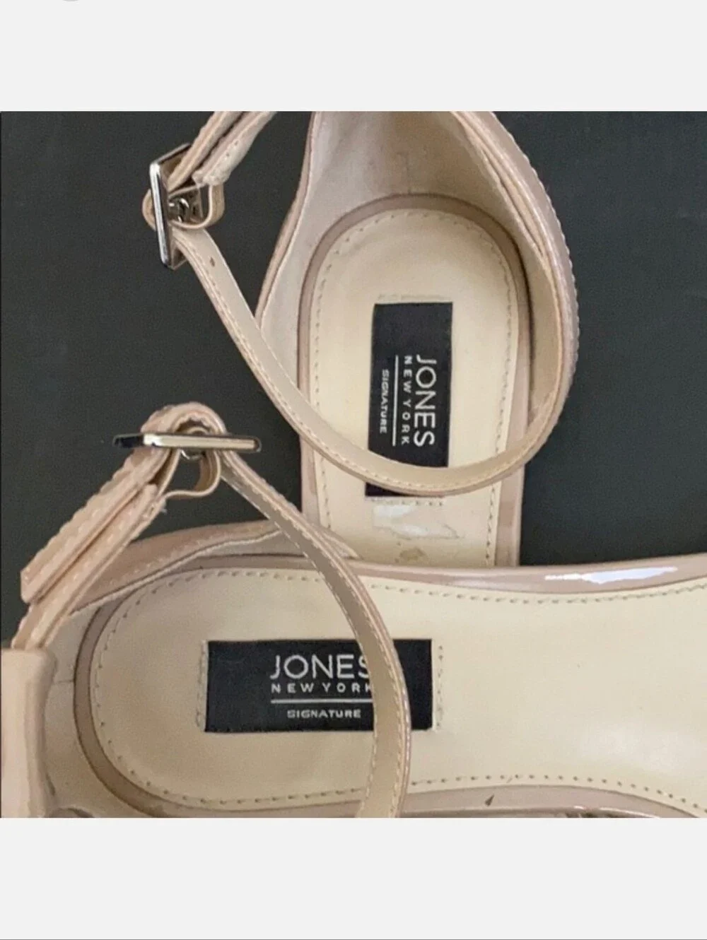 Jones New York | Sophia Nude Patent Pointed Ankle-Strap Flats
